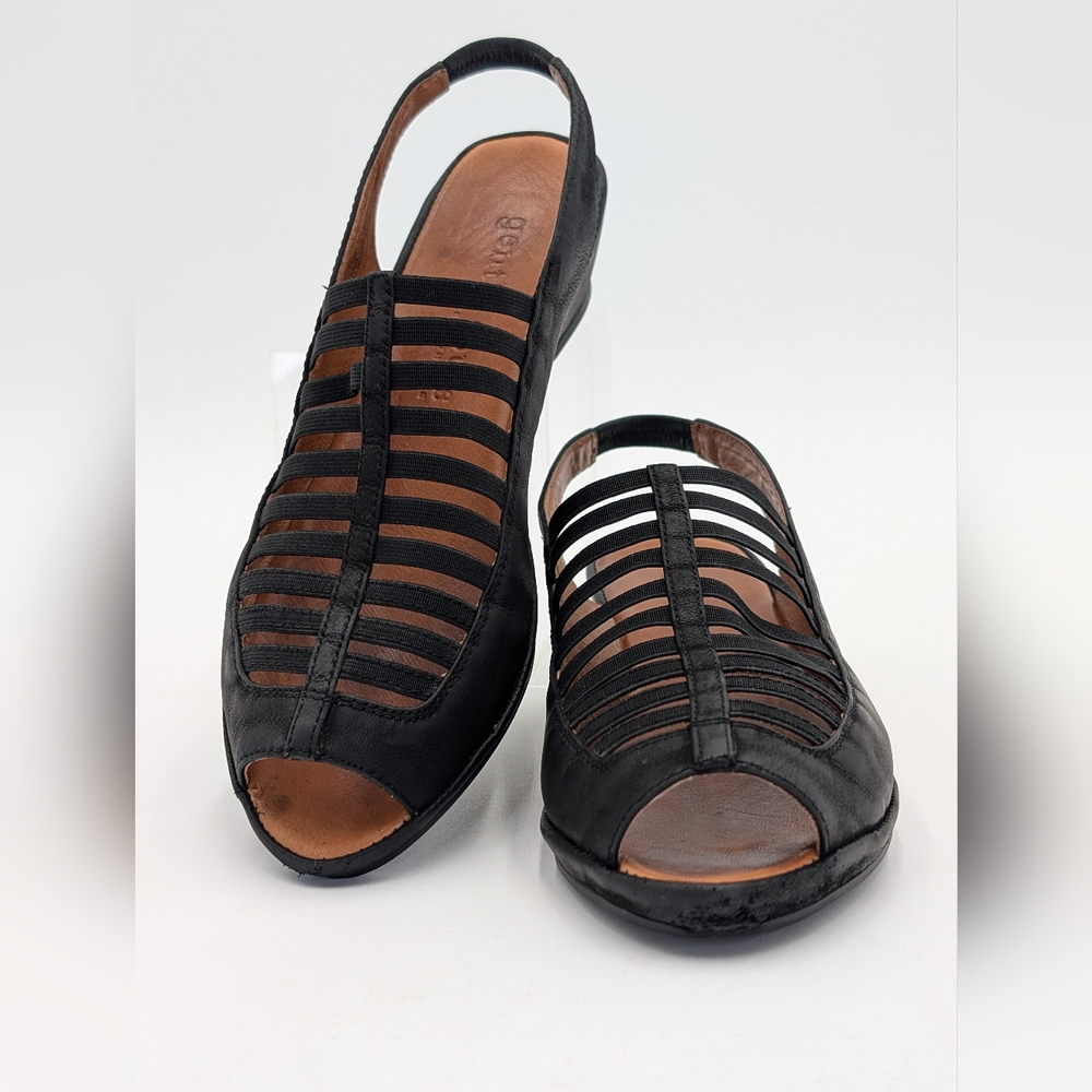 Gentle Souls by Kenneth Cole "Lee" Wedge Size 7M Black Nubuck Open-Toe Sandals - Picture 10 of 17